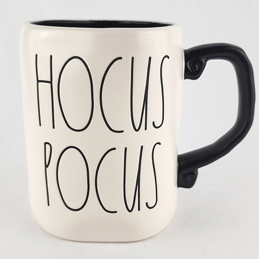 NWT RAE DUNN Artisan Collection Mat Cream Mug Black Large Letters HOCUS POCUS